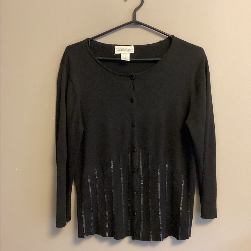 Jones Studio Black Button-Up Cardigan